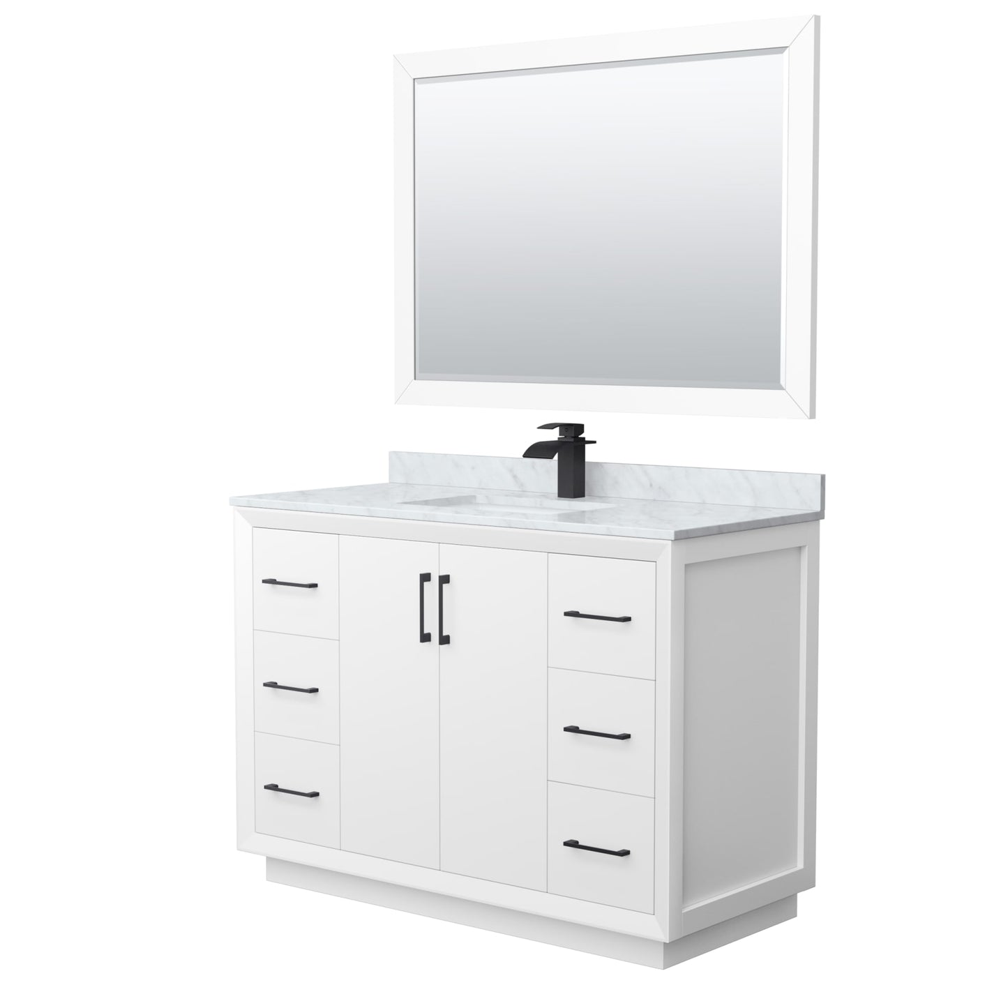 Strada Bathroom Vanity with Countertop 48 inch Single Sink Single hole Faucet Setup