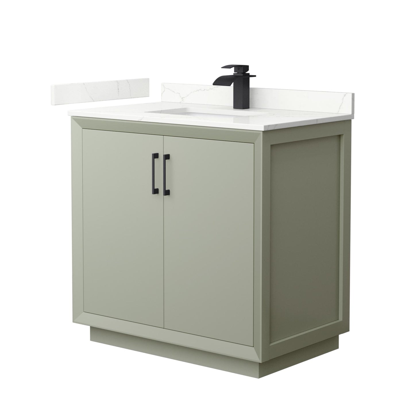 Strada Bathroom Vanity with Countertop 36 inch Single Sink Single hole Faucet Setup
