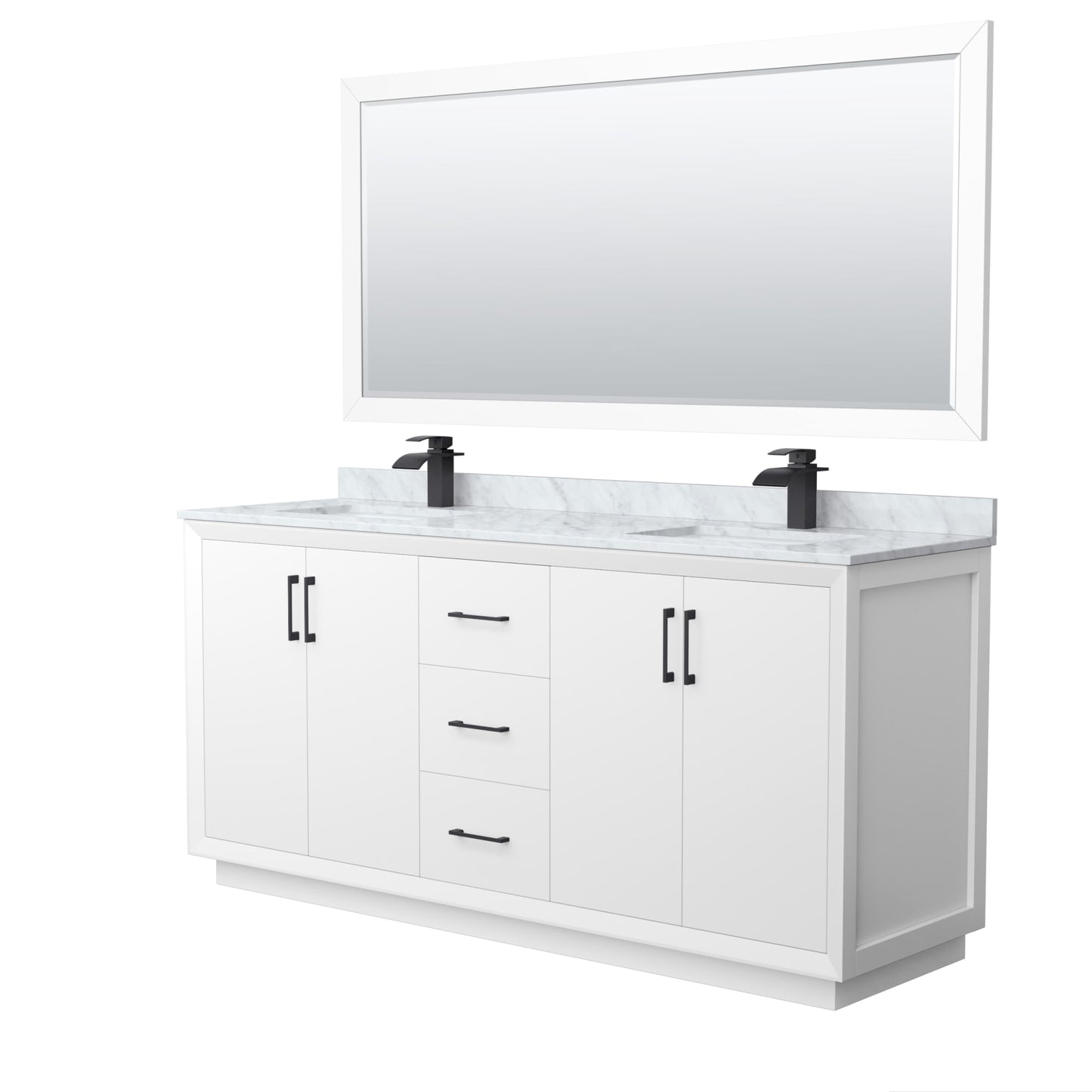 Strada Bathroom Vanity with Countertop 72 inch Double Sink Single hole Faucet Setup