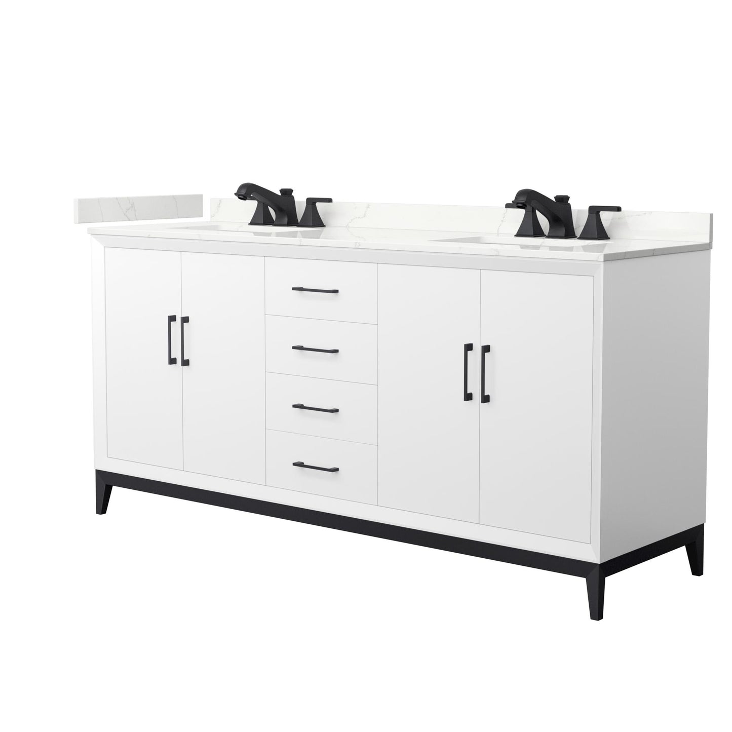 Amici Bathroom Vanity with Countertop 72 inch Double Sink 3-hole Faucet Setup