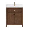 Custom image for Dark Walnut with Brushed Gold Trim / White Cultured Marble / No Mirror