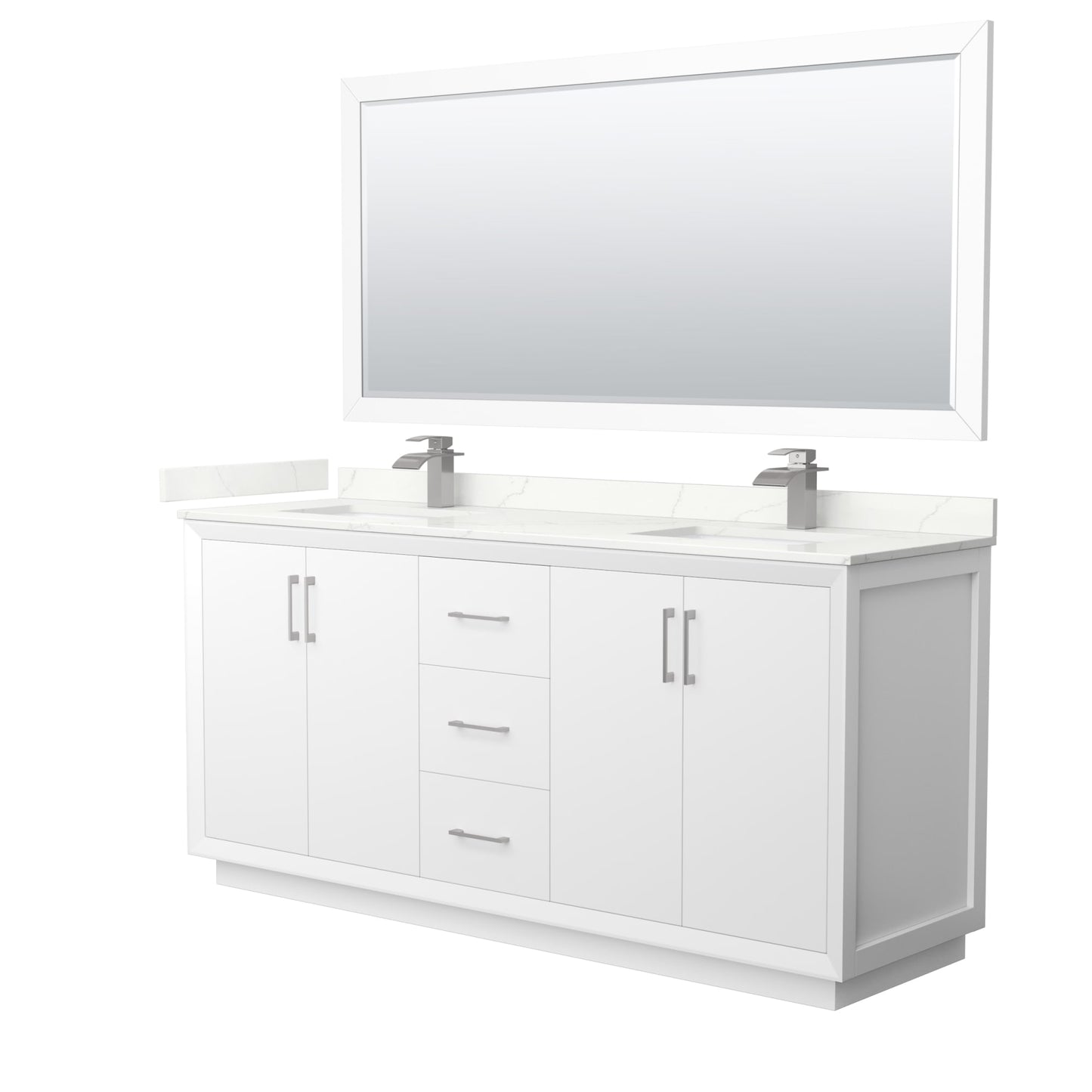 Strada Bathroom Vanity with Countertop 72 inch Double Sink Single hole Faucet Setup