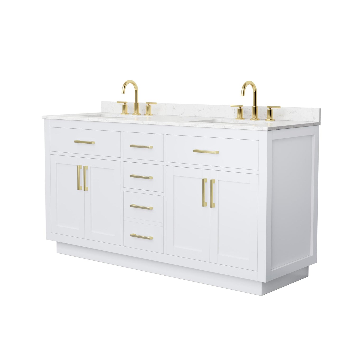 Beckett TK Bathroom Vanity with Countertop 66 inch Double Sink 3-hole Faucet Setup
