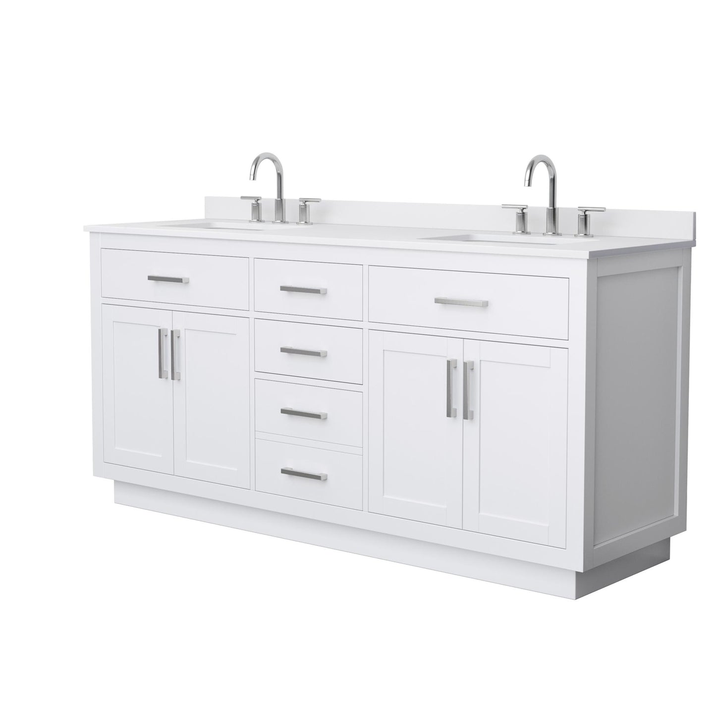 Beckett TK Bathroom Vanity with Countertop 72 inch Double Sink 3-hole Faucet Setup
