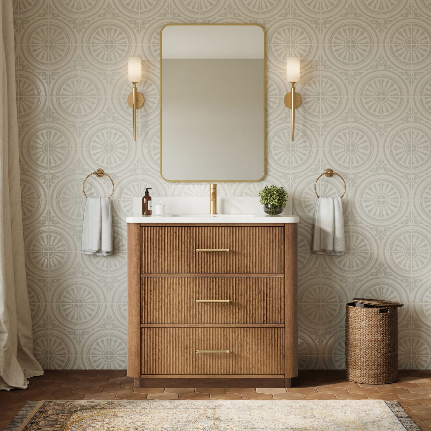 Francesca Bathroom Vanity with Countertop 36 inch Single Sink Single hole Faucet Setup