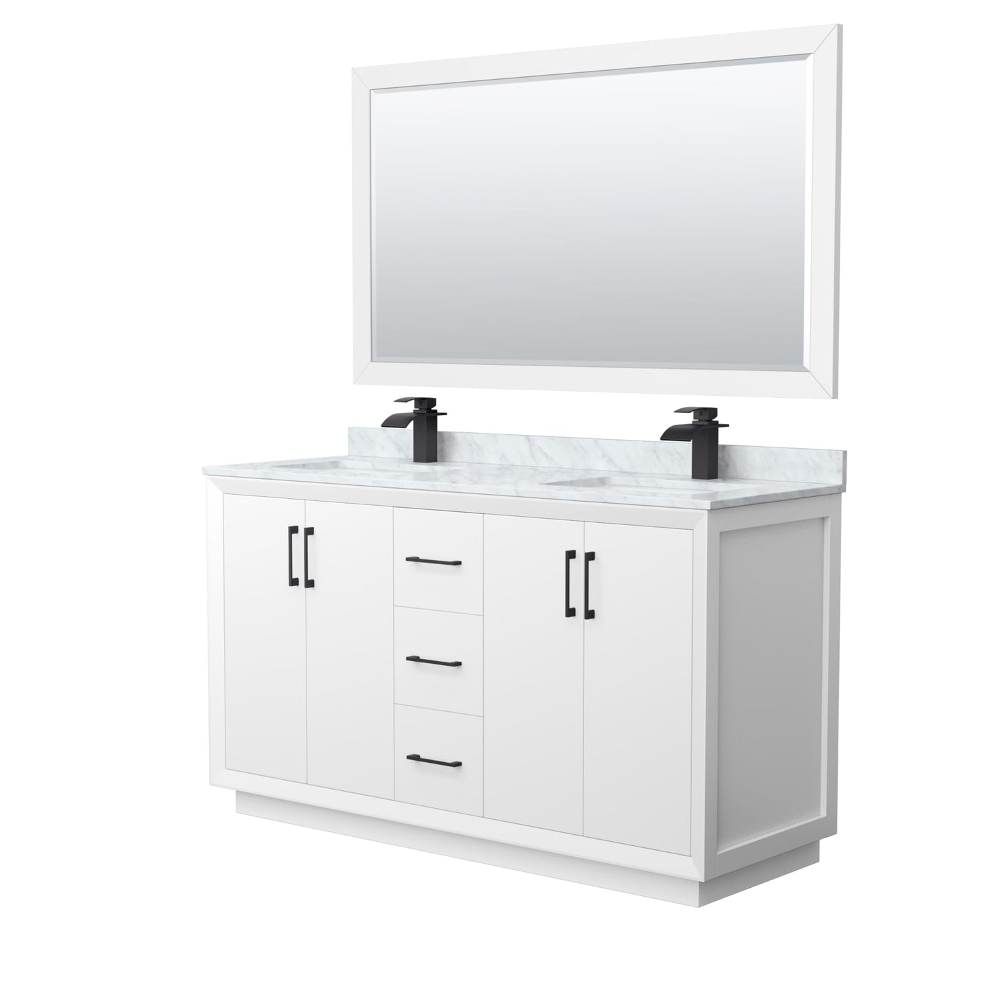 Strada Bathroom Vanity with Countertop 60 inch Double Sink Single hole Faucet Setup