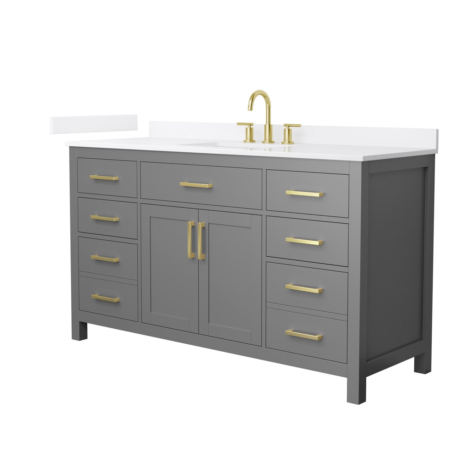 Beckett Bathroom Vanity with Countertop 60 inch Single Sink 3-hole Faucet Setup