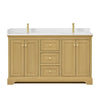 Custom image for Honey Oak with Brushed Gold Trim / White Quartz / No Mirror