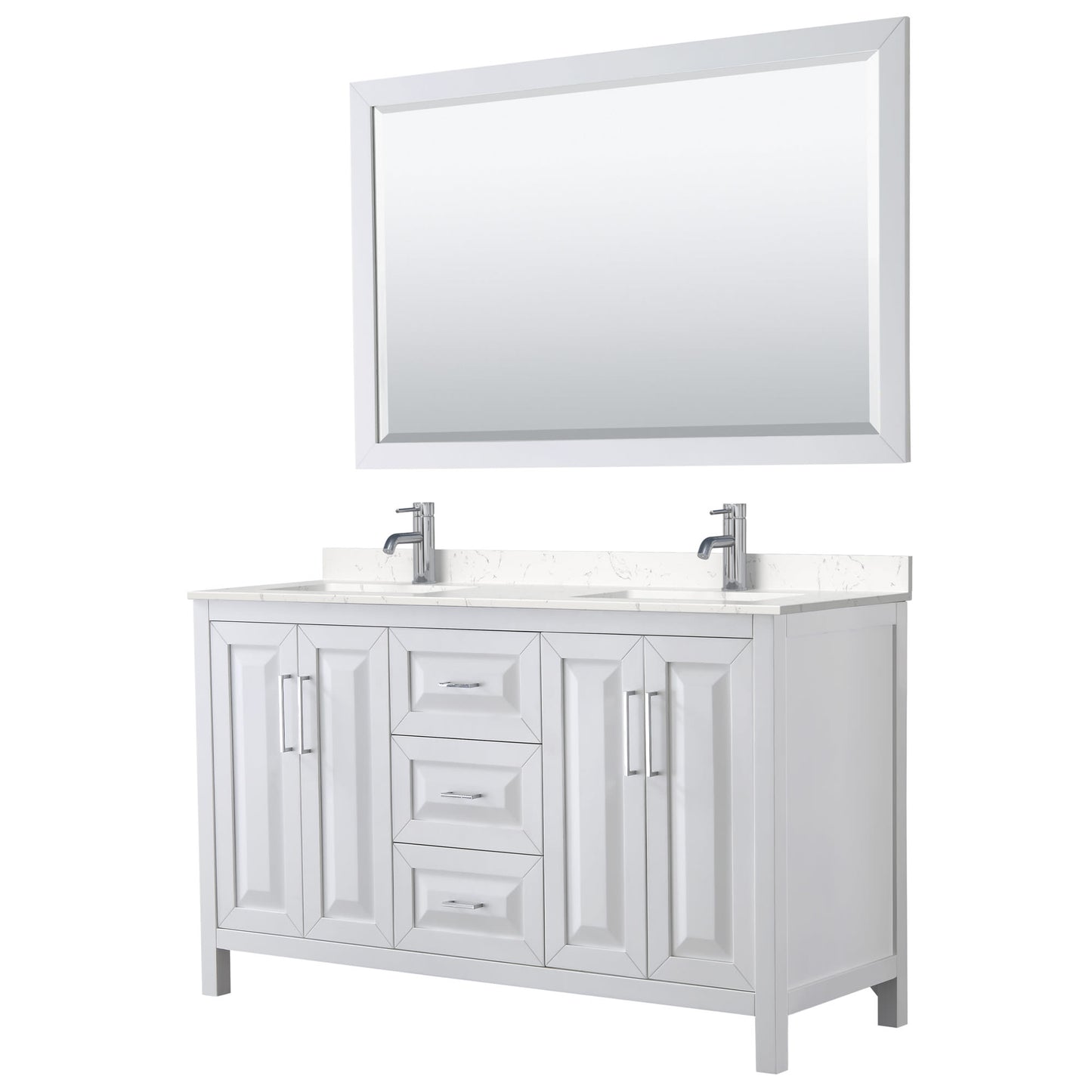 Daria Bathroom Vanity with Countertop 60 inch Double Sink Single hole Faucet Setup