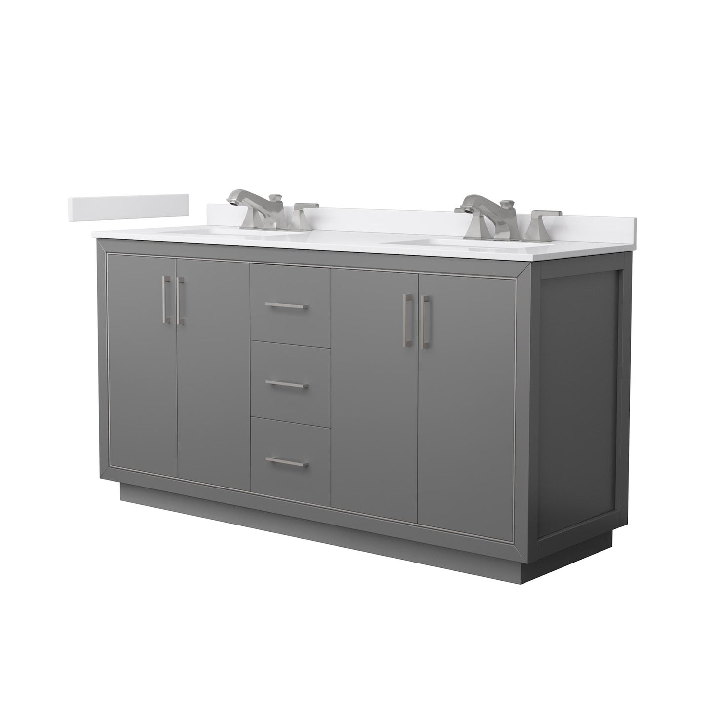 Icon Bathroom Vanity with Countertop 66 inch Double Sink 3-hole Faucet Setup