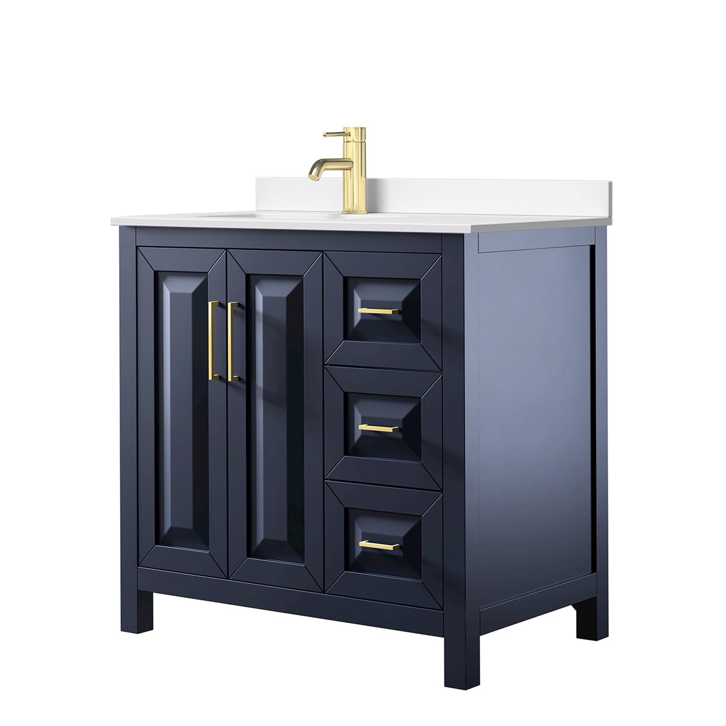 Daria Bathroom Vanity with Countertop 36 inch Single Sink Single hole Faucet Setup