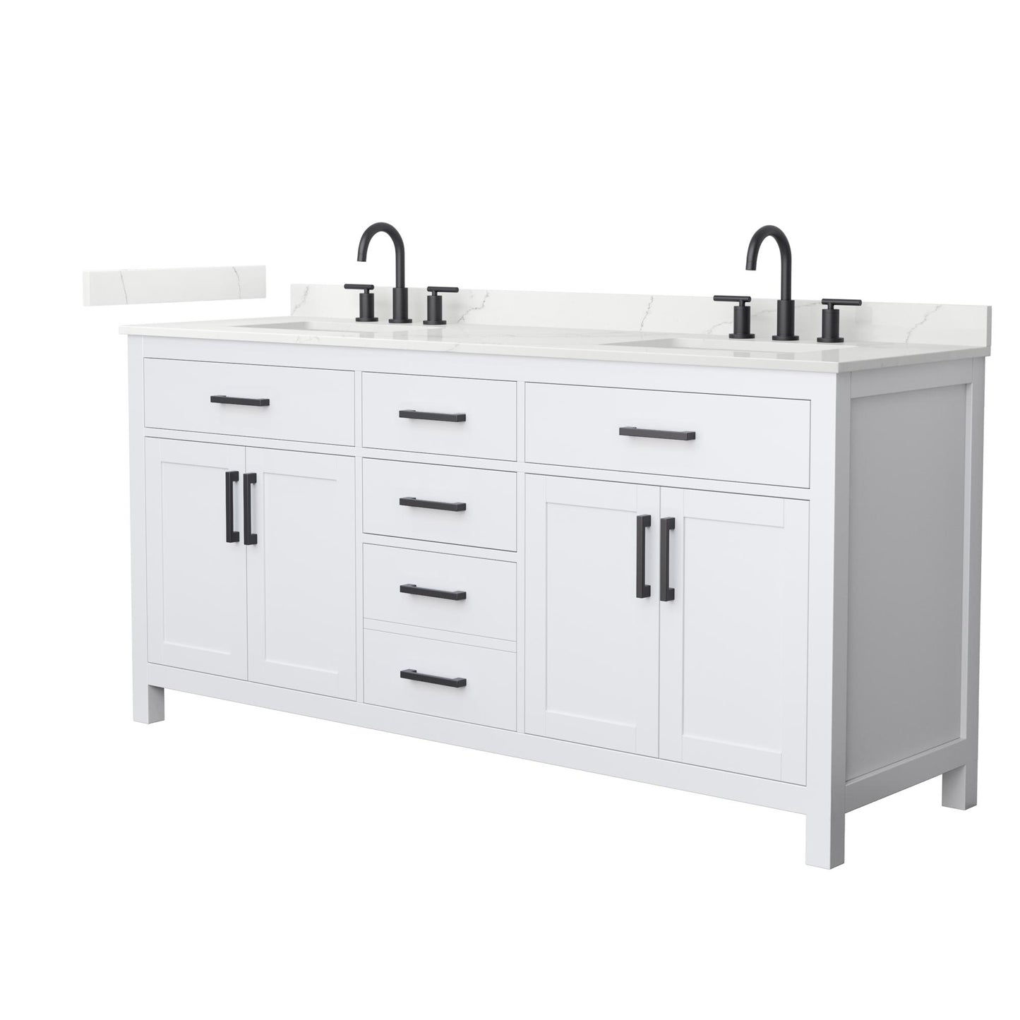 Beckett Bathroom Vanity with Countertop 72 inch Double Sink 3-hole Faucet Setup
