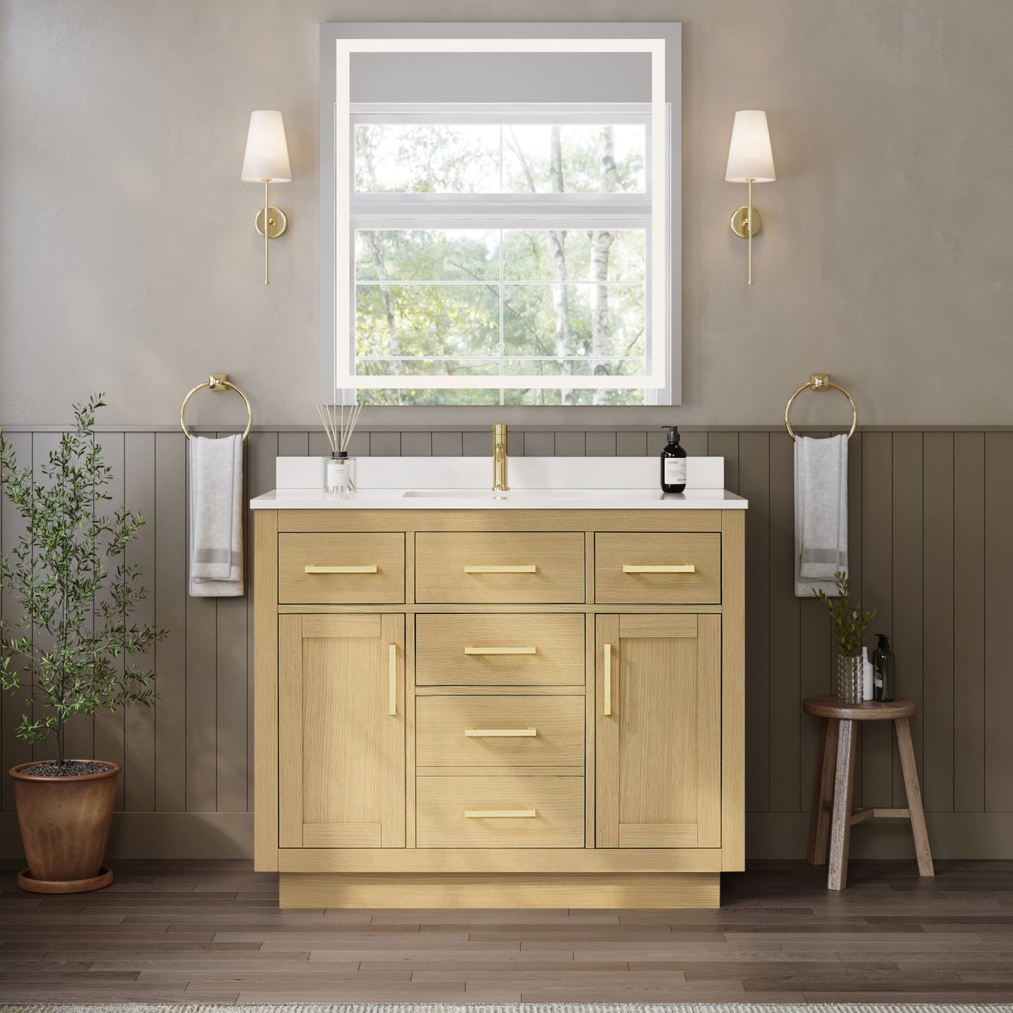 Beckett TK Bathroom Vanity with Countertop 42 inch Single Sink Single hole Faucet Setup