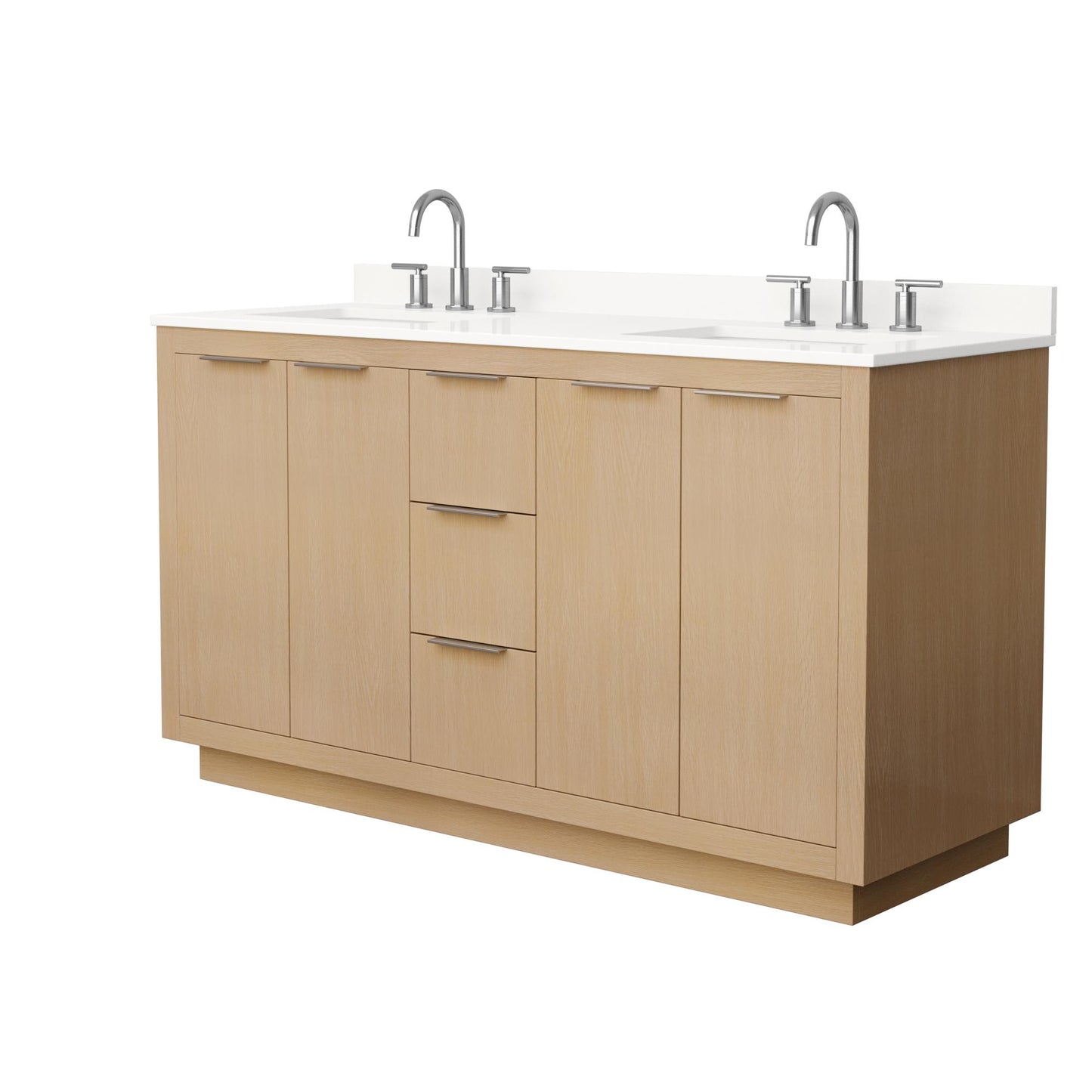 Maroni Bathroom Vanity with Countertop 60 inch Double Sink 3-hole Faucet Setup