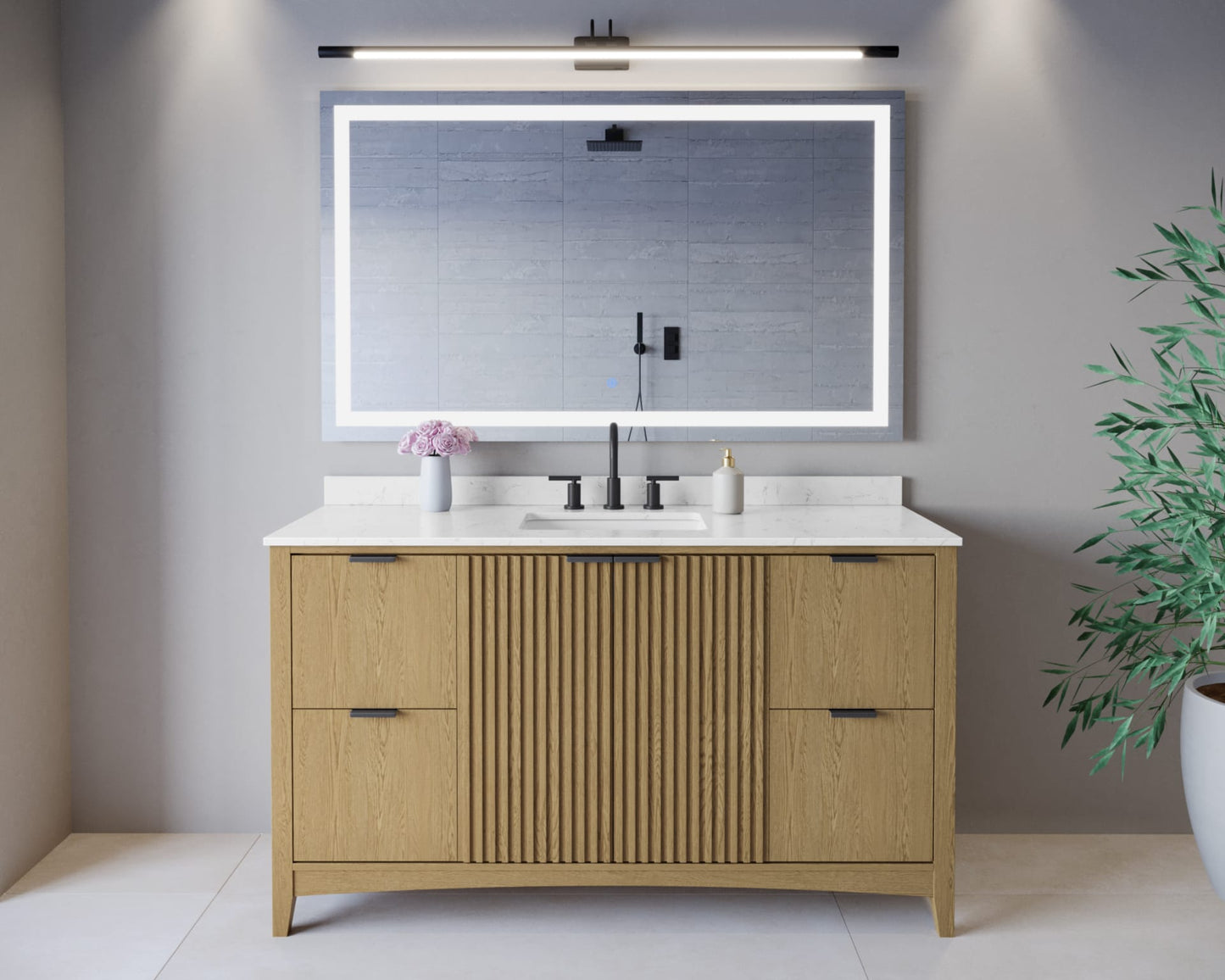 Palmilla Bathroom Vanity with Countertop 60 inch Single Sink 3-hole Faucet Setup