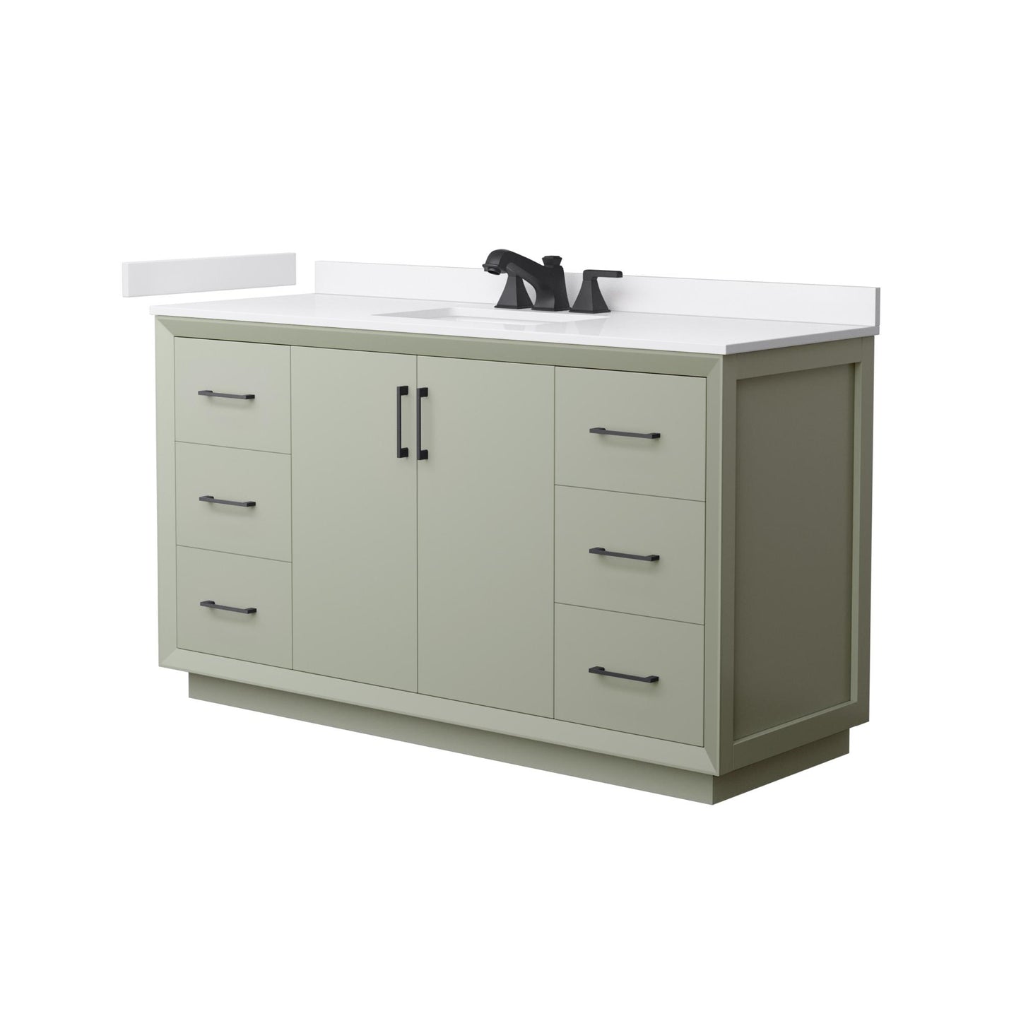 Strada Bathroom Vanity with Countertop 60 inch Single Sink 3-hole Faucet Setup