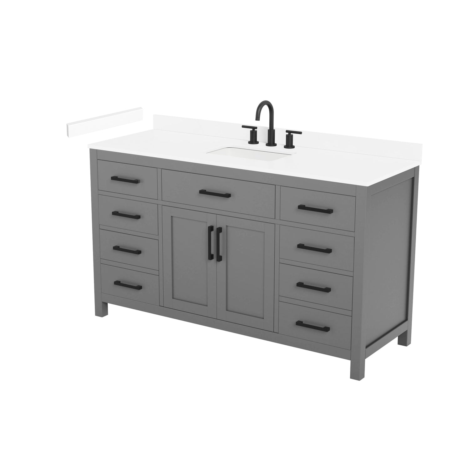 Beckett Bathroom Vanity with Countertop 60 inch Single Sink 3-hole Faucet Setup