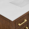 Custom image for Dark Oak with Brushed Gold Trim / White Quartz / No Mirror