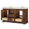 Custom image for Dark Walnut with Brushed Gold Trim / White Cultured Marble / No Mirror