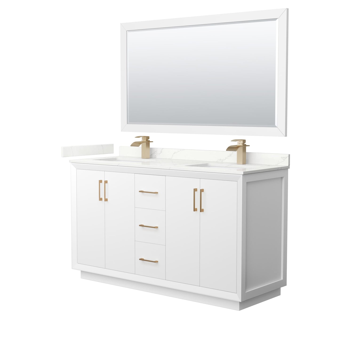 Strada Bathroom Vanity with Countertop 60 inch Double Sink Single hole Faucet Setup