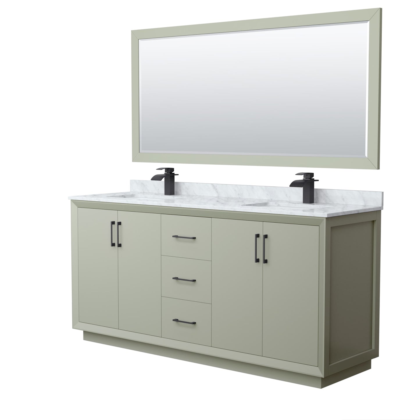Strada Bathroom Vanity with Countertop 72 inch Double Sink Single hole Faucet Setup