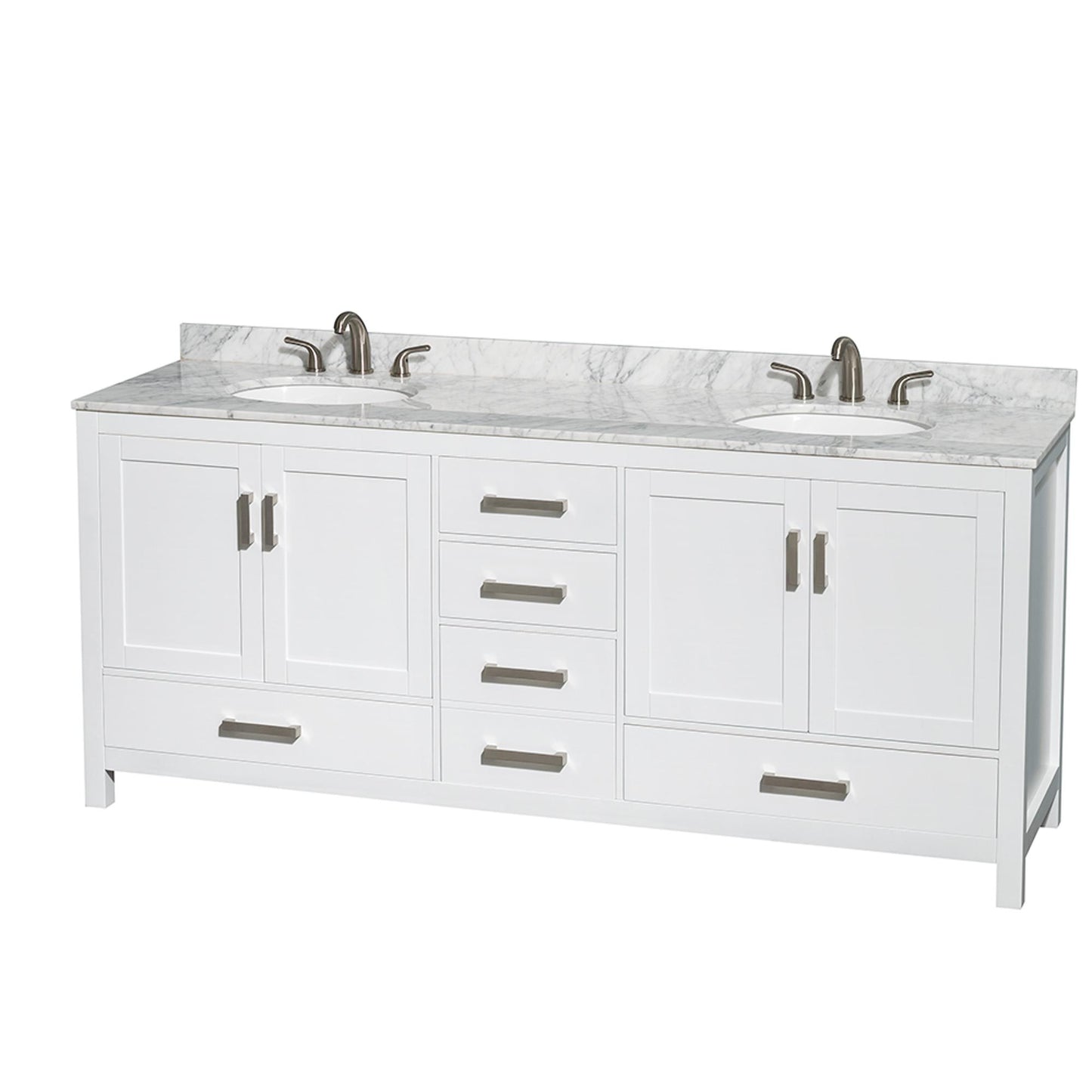 Sheffield Bathroom Vanity with Countertop 80 inch Double Sink 3-hole Faucet Setup