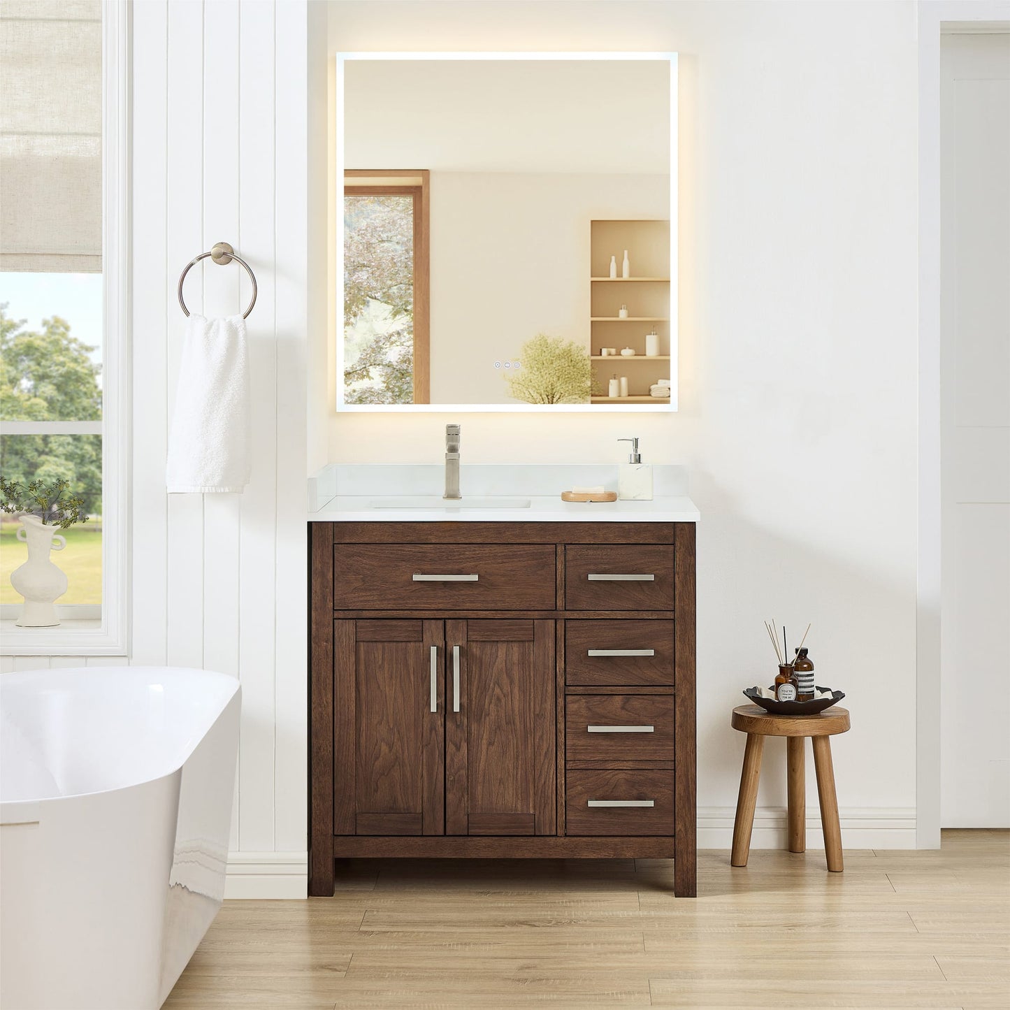 Beckett Bathroom Vanity with Countertop 36 inch Single Sink Single hole Faucet Setup