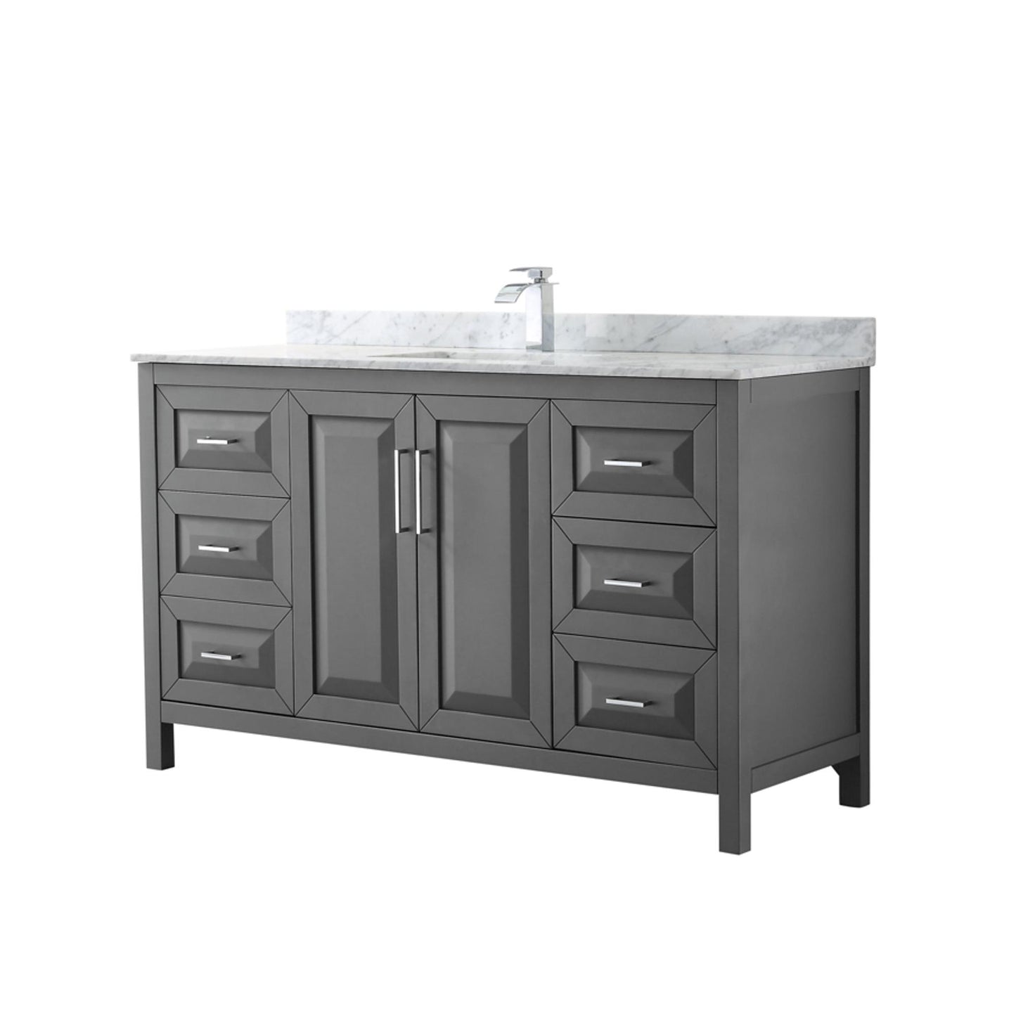 Daria Bathroom Vanity with Countertop 60 inch Single Sink Single hole Faucet Setup