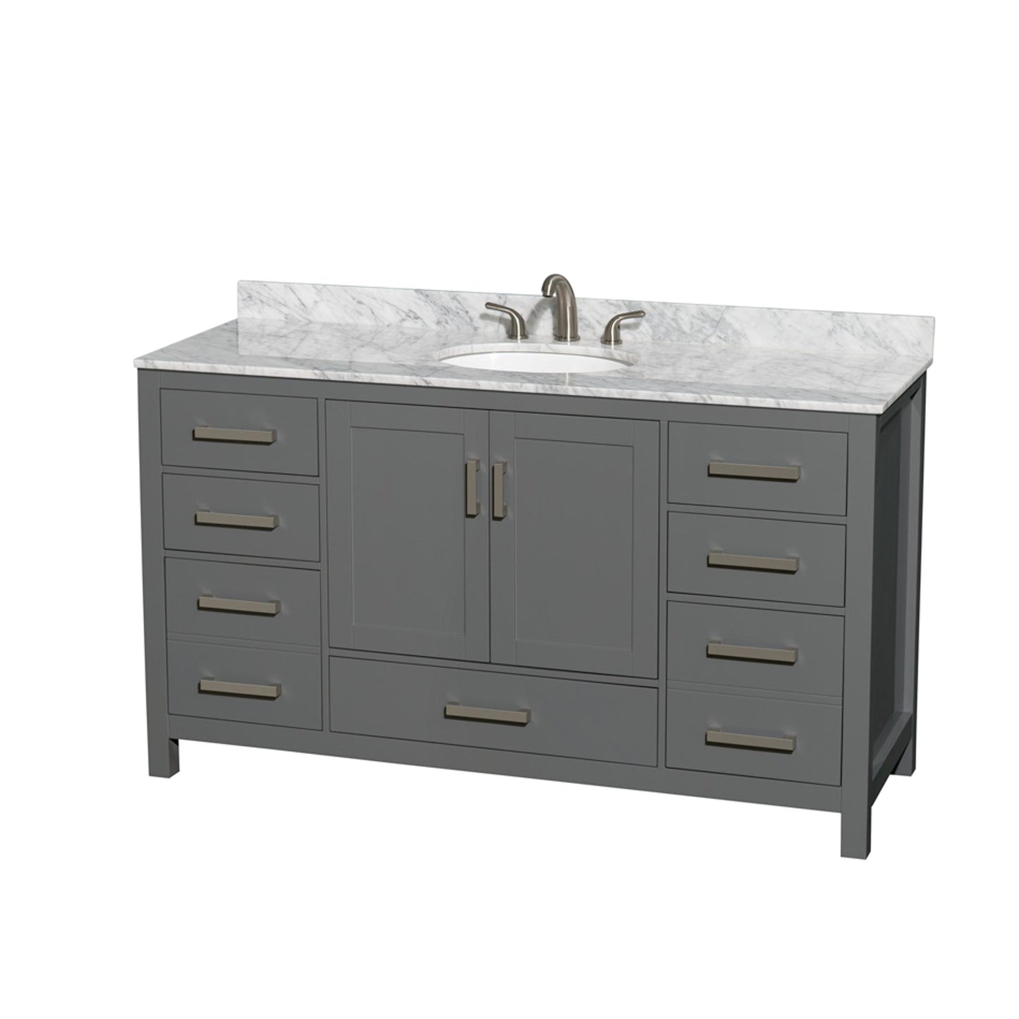 Sheffield Bathroom Vanity with Countertop 60 inch Single Sink 3-hole Faucet Setup