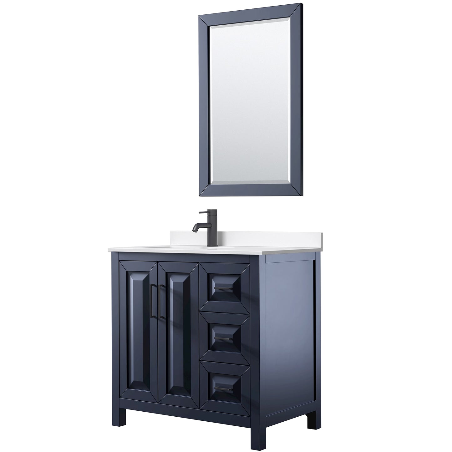 Daria Bathroom Vanity with Countertop 36 inch Single Sink Single hole Faucet Setup