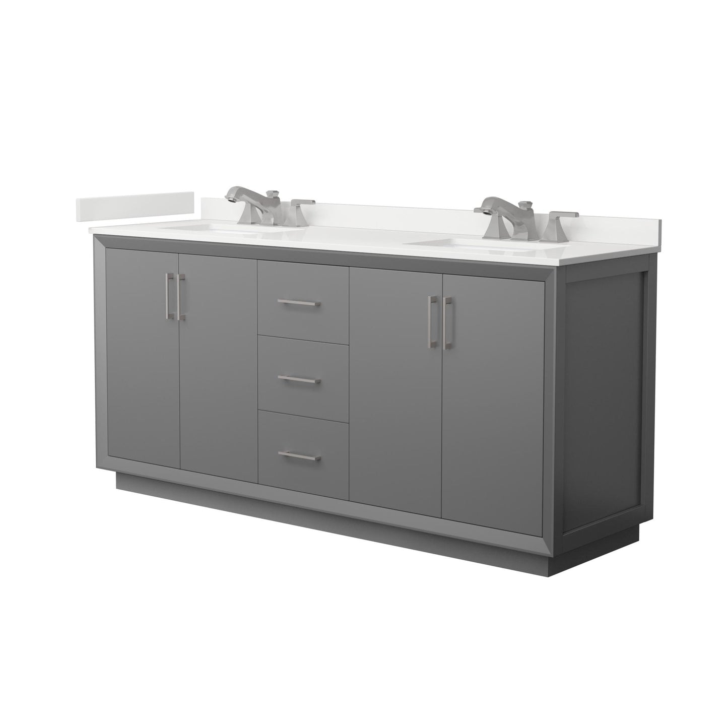 Strada Bathroom Vanity with Countertop 72 inch Double Sink 3-hole Faucet Setup