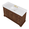 Custom image for Dark Walnut with Brushed Gold Trim / White Cultured Marble / No Mirror