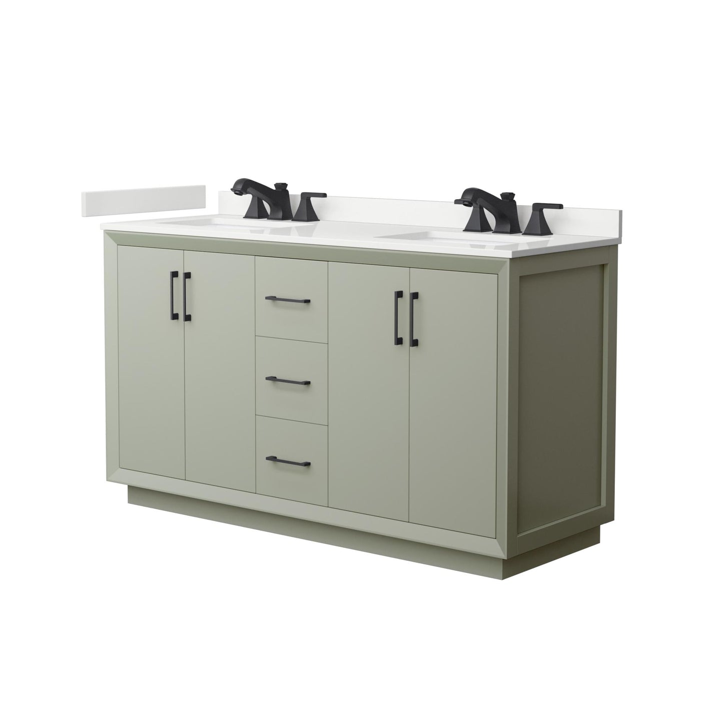 Strada Bathroom Vanity with Countertop 60 inch Double Sink 3-hole Faucet Setup