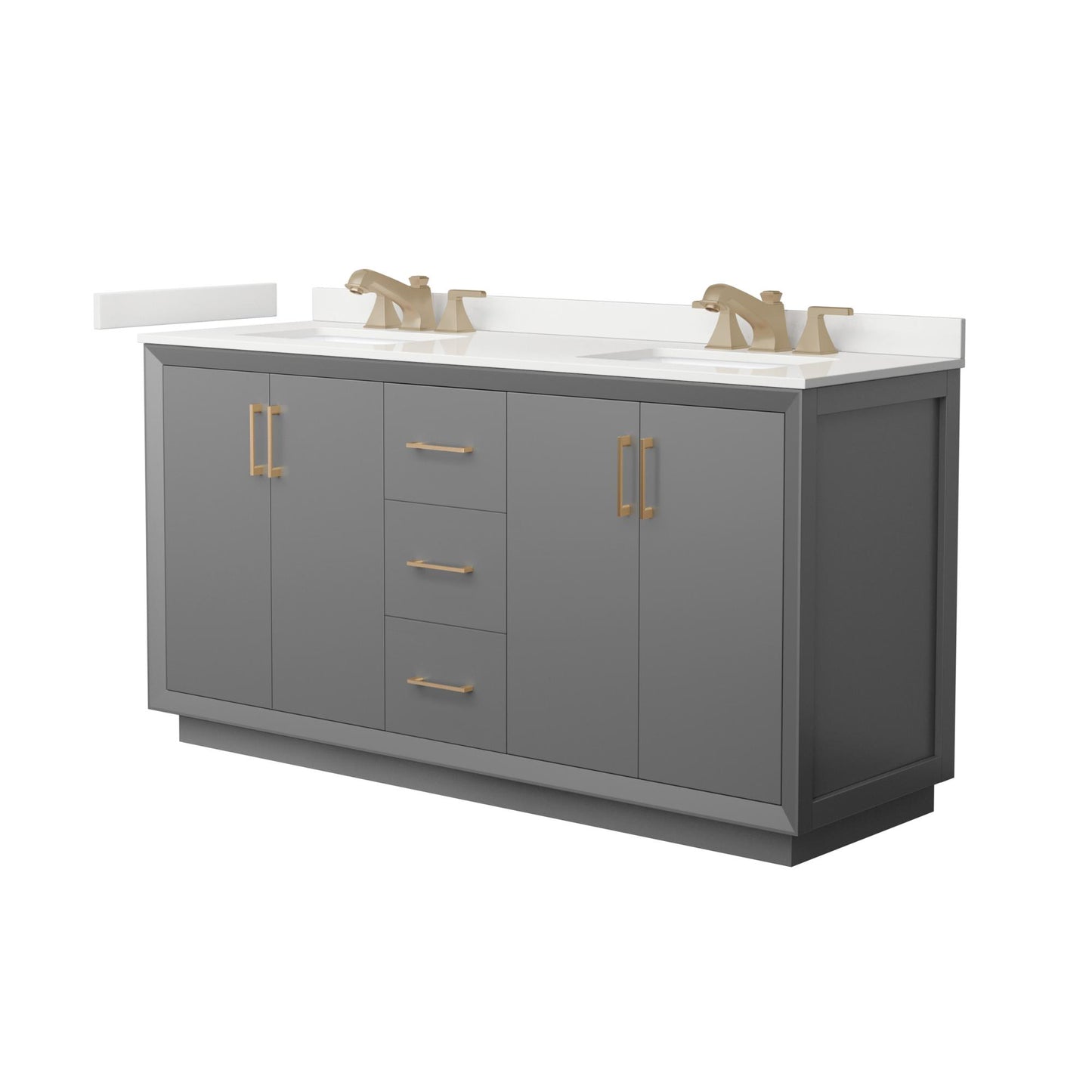 Strada Bathroom Vanity with Countertop 66 inch Double Sink 3-hole Faucet Setup