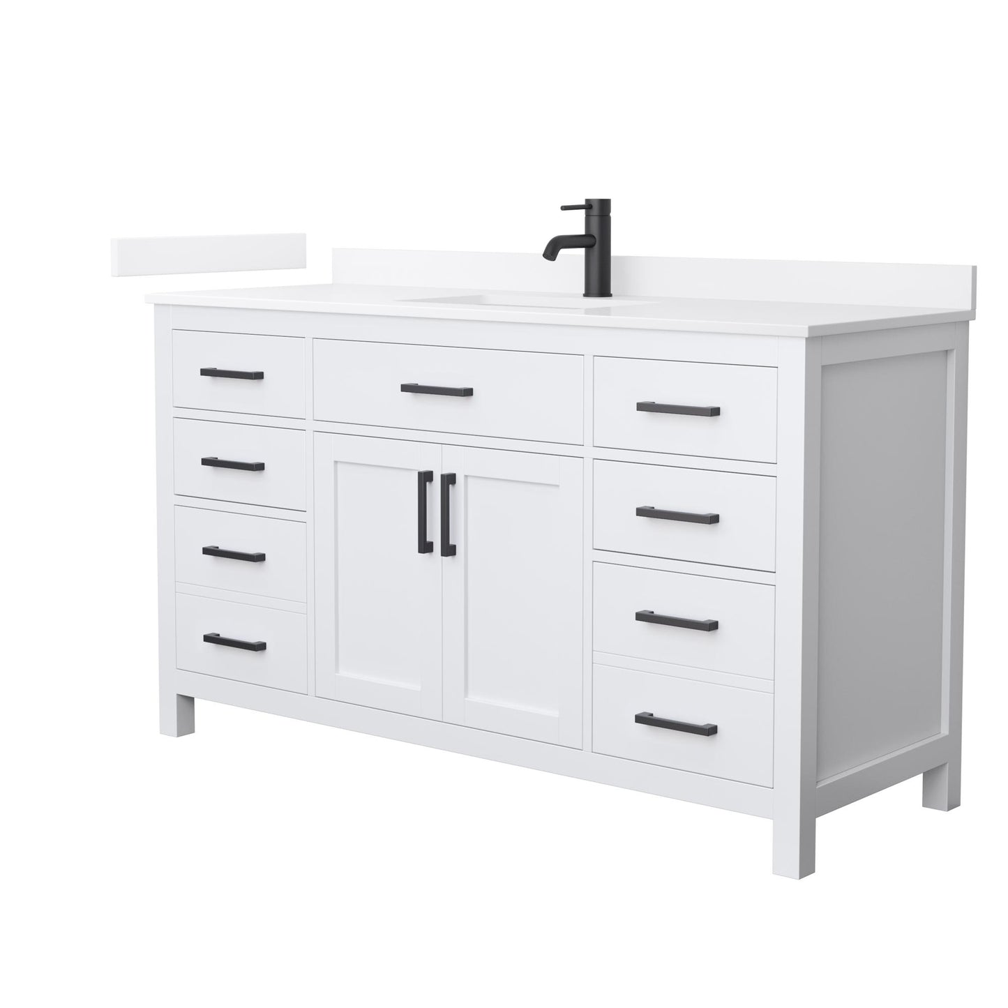 Beckett Bathroom Vanity with Countertop 60 inch Single Sink Single hole Faucet Setup