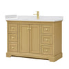 Custom image for Honey Oak with Brushed Gold Trim / White Cultured Marble / No Mirror