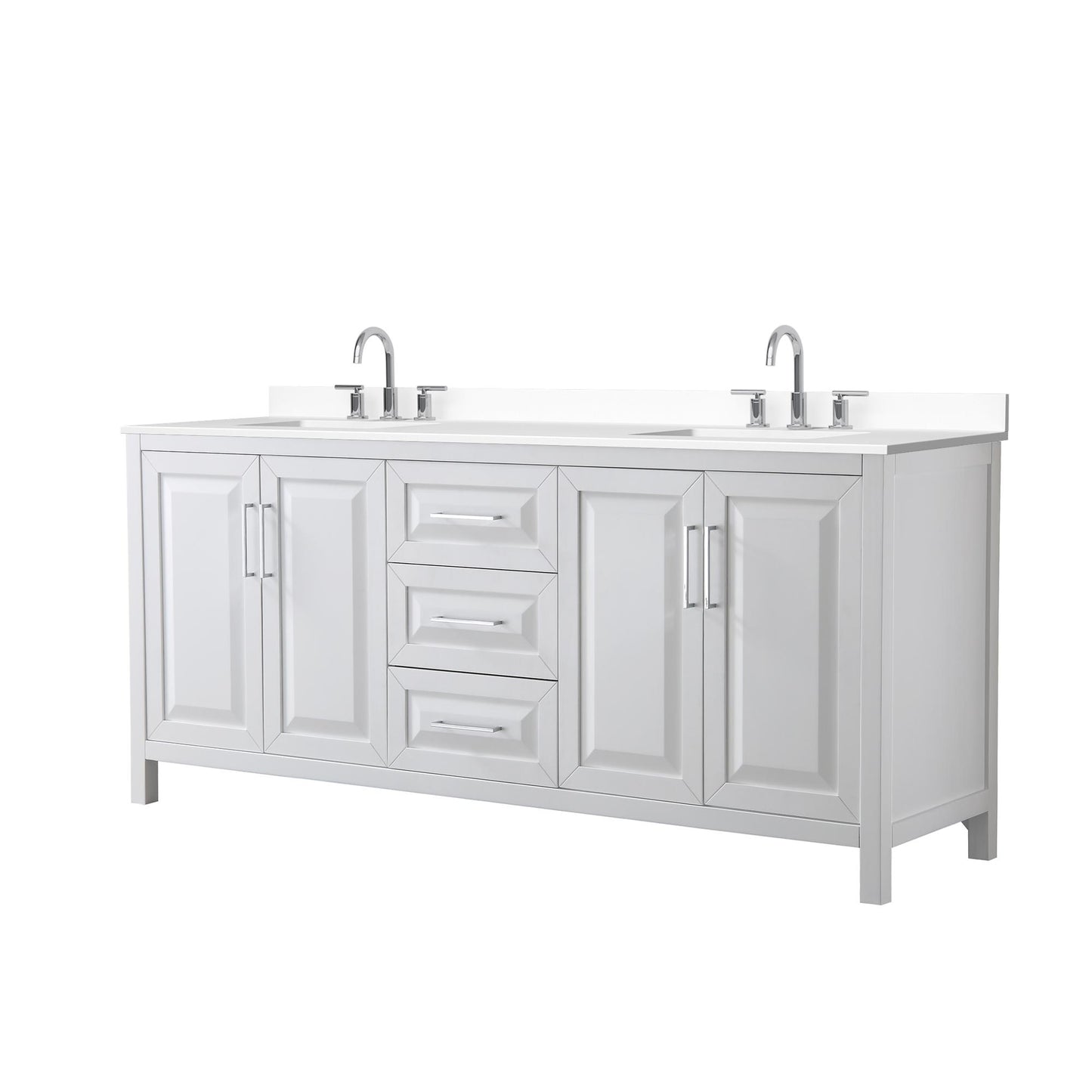 Daria Bathroom Vanity with Countertop 80 inch Double Sink 3-hole Faucet Setup