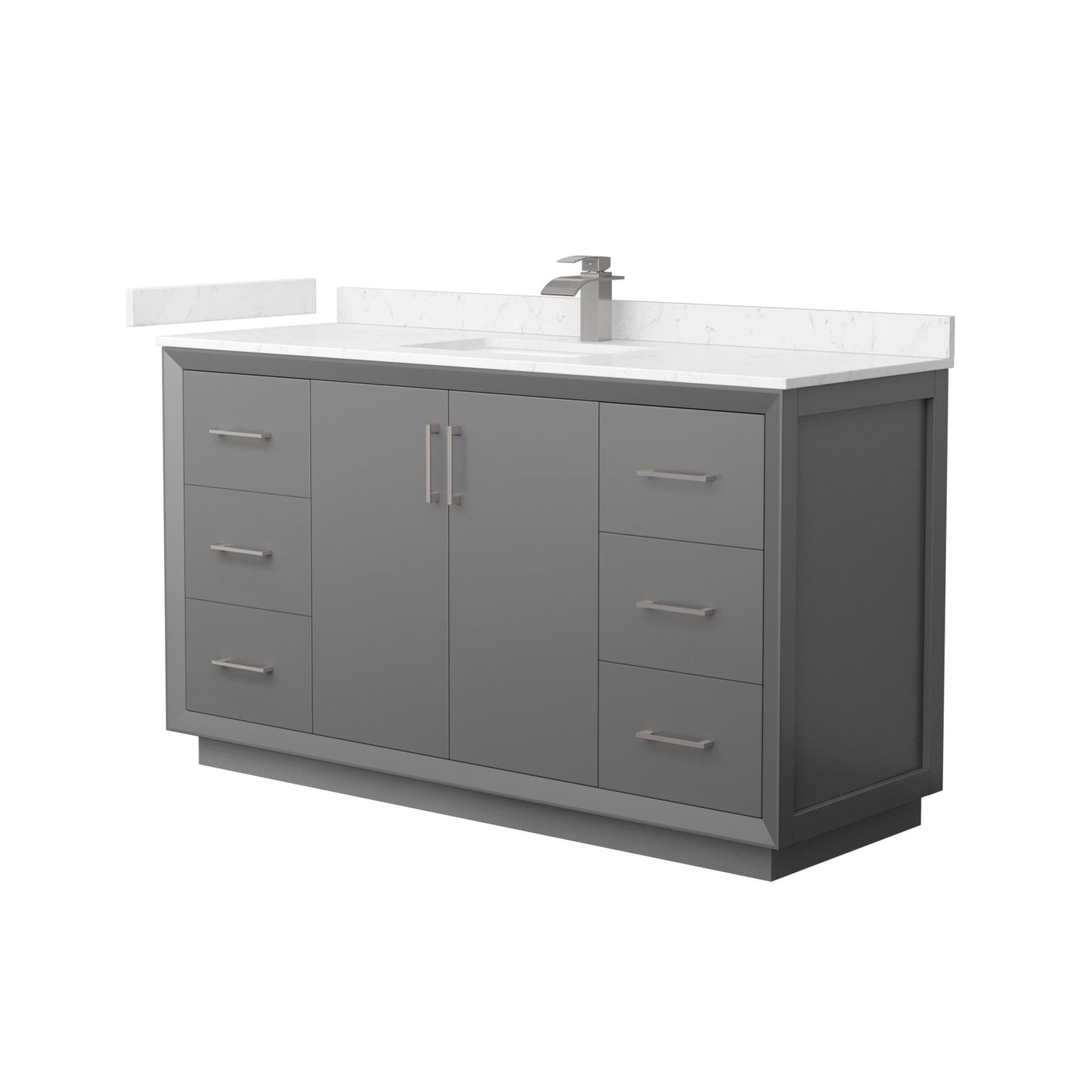 Strada Bathroom Vanity with Countertop 60 inch Single Sink Single hole Faucet Setup