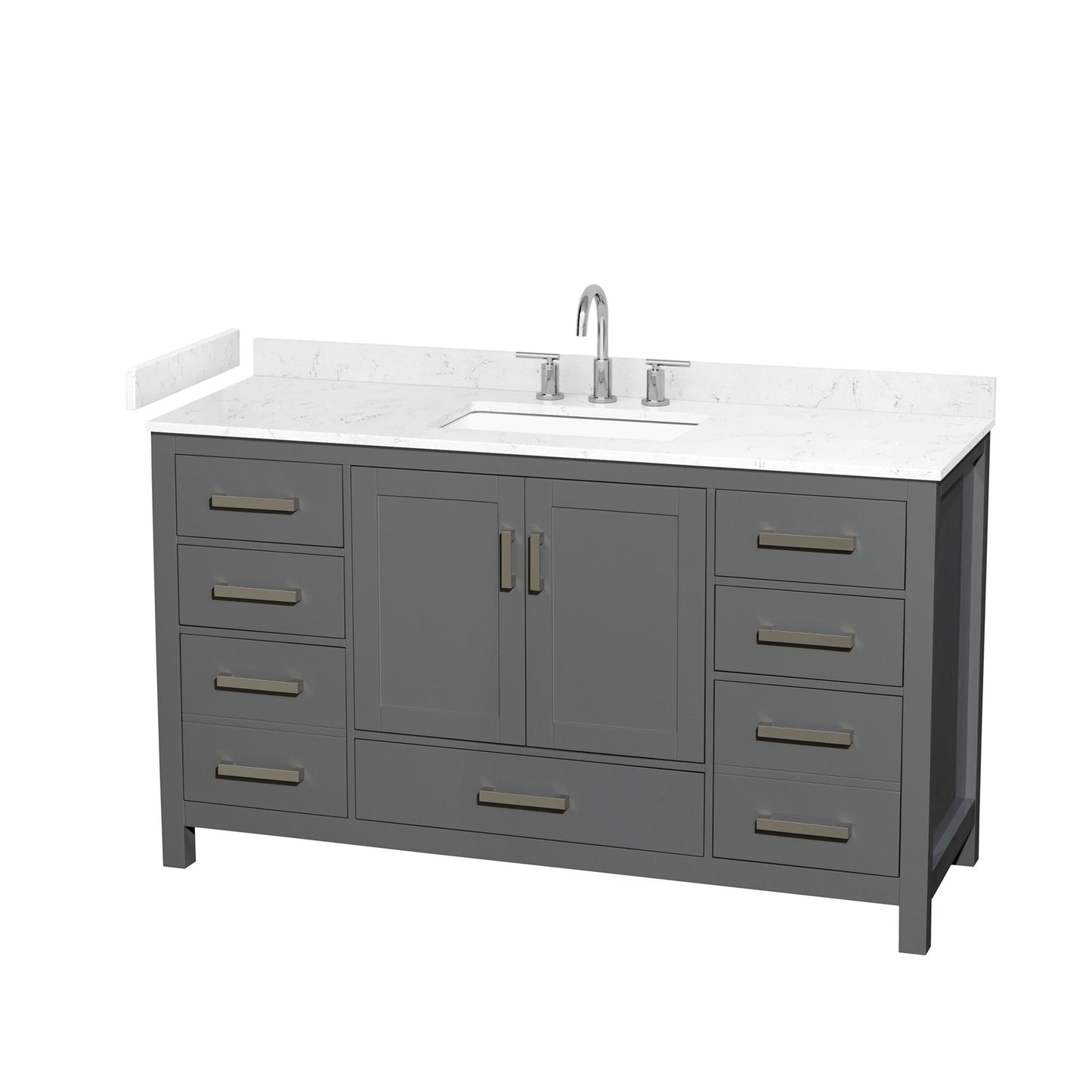 Sheffield Bathroom Vanity with Countertop 60 inch Single Sink 3-hole Faucet Setup