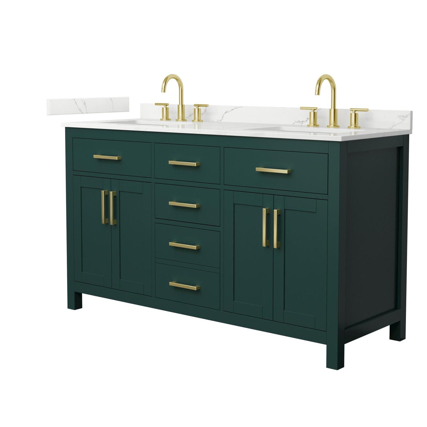 Beckett Bathroom Vanity with Countertop 60 inch Double Sink 3-hole Faucet Setup