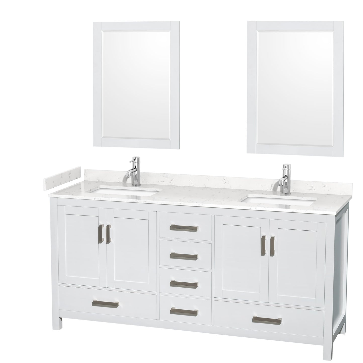 Sheffield Bathroom Vanity with Countertop 72 inch Double Sink Single hole Faucet Setup