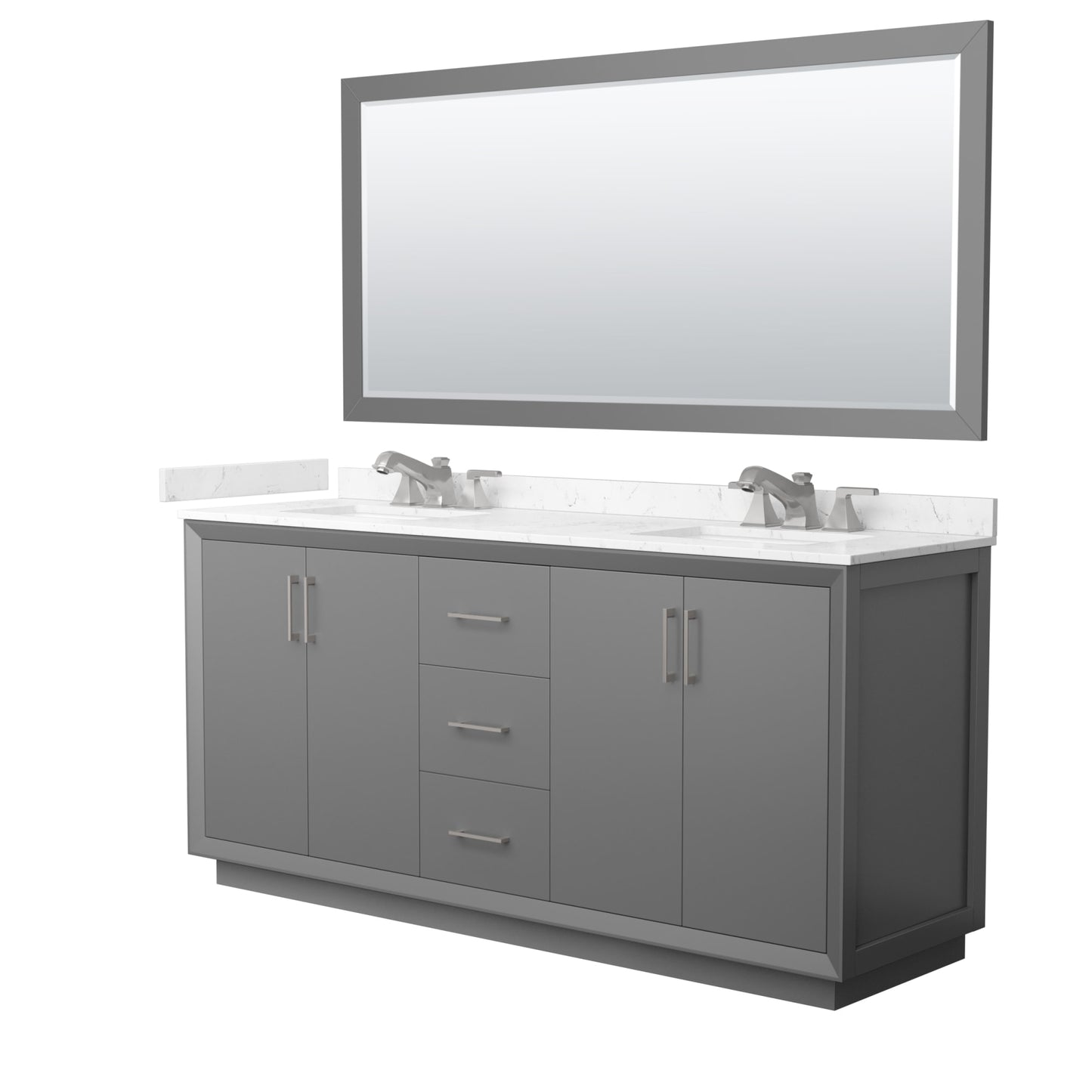 Strada Bathroom Vanity with Countertop 72 inch Double Sink 3-hole Faucet Setup