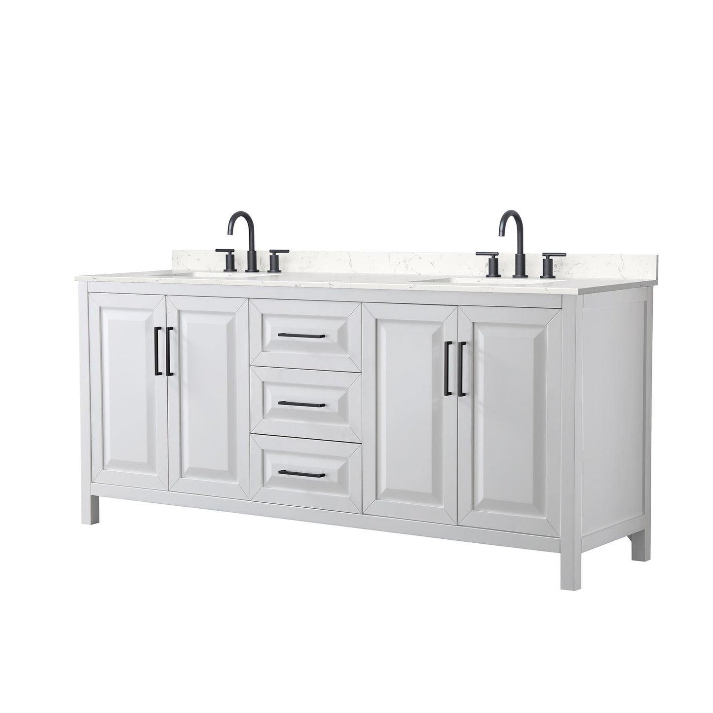 Daria Bathroom Vanity with Countertop 80 inch Double Sink 3-hole Faucet Setup