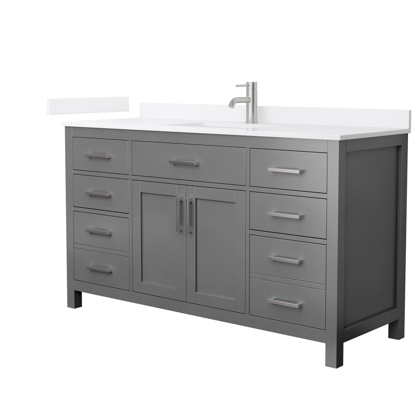 Beckett Bathroom Vanity with Countertop 60 inch Single Sink Single hole Faucet Setup