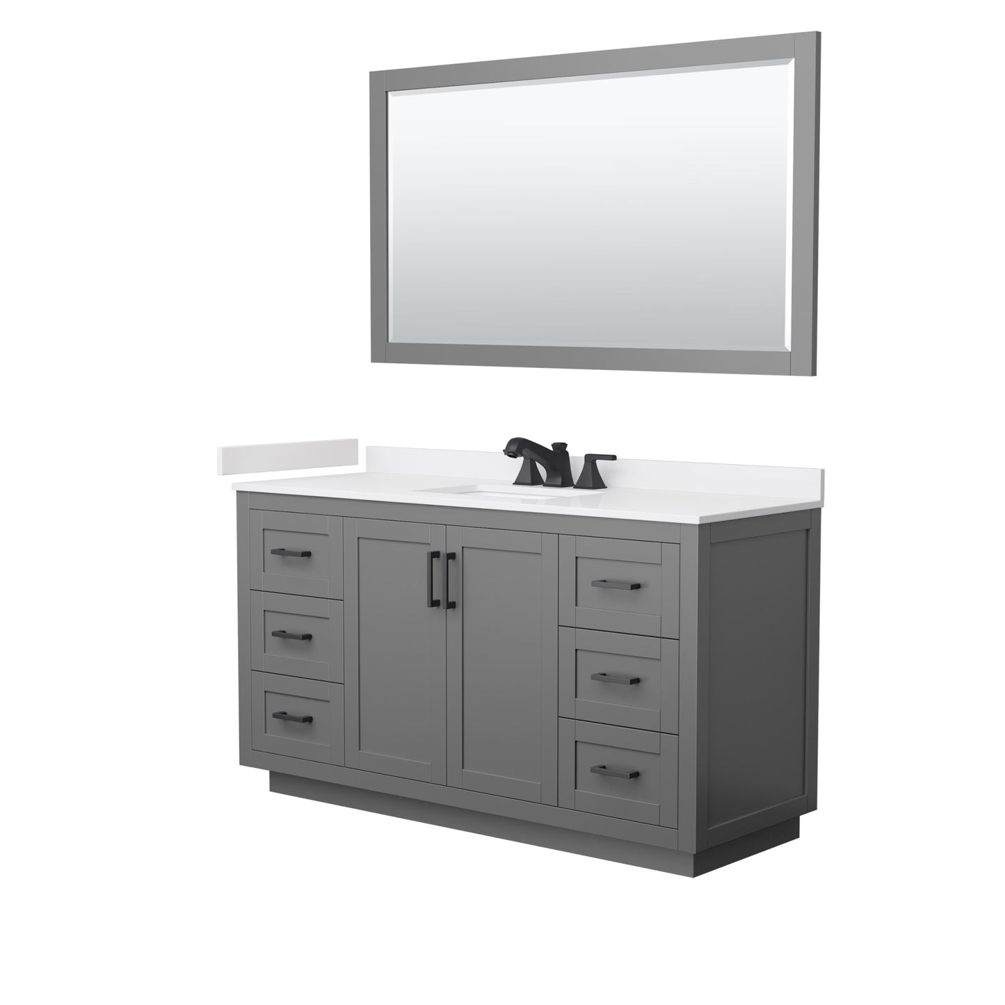 Miranda Bathroom Vanity with Countertop 60 inch Single Sink 3-hole Faucet Setup