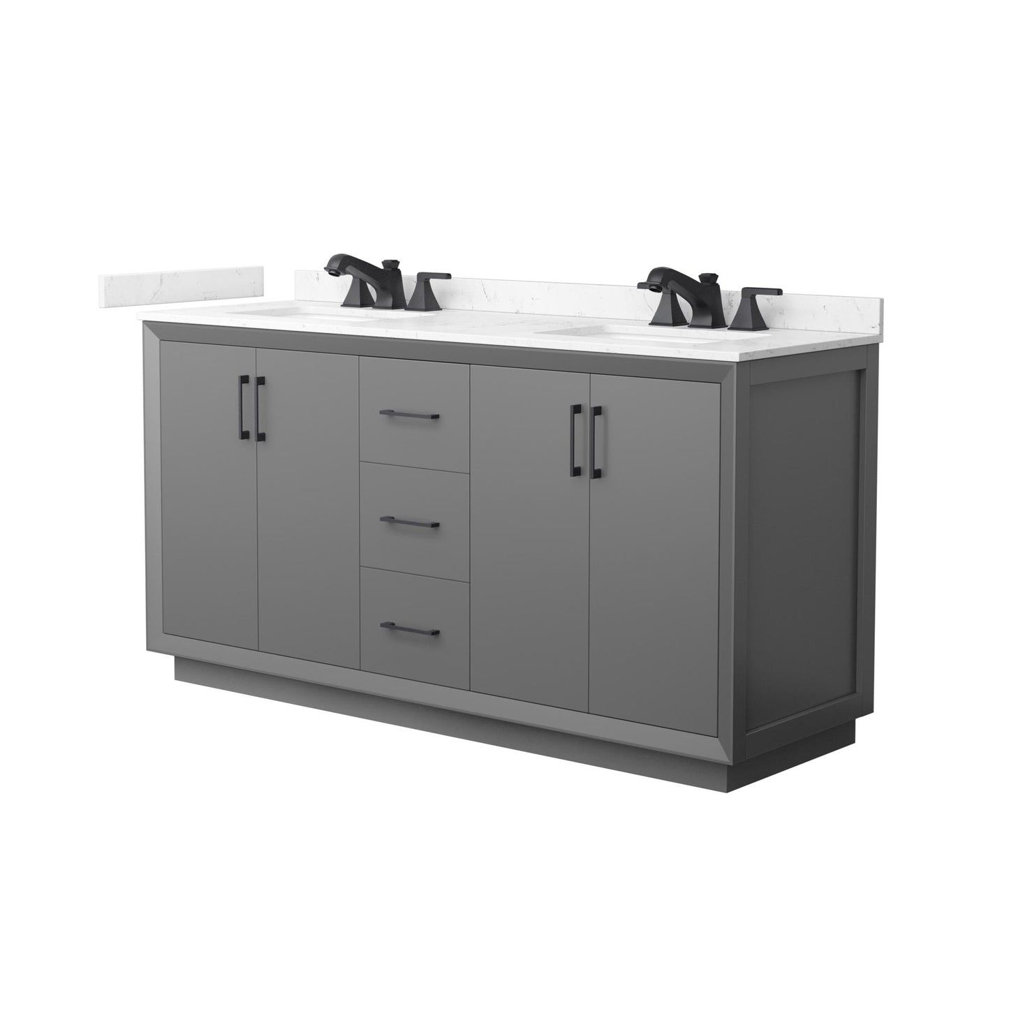Strada Bathroom Vanity with Countertop 66 inch Double Sink 3-hole Faucet Setup