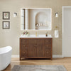 Custom image for Dark Walnut with Brushed Gold Trim / Carrara Cultured Marble / No Mirror