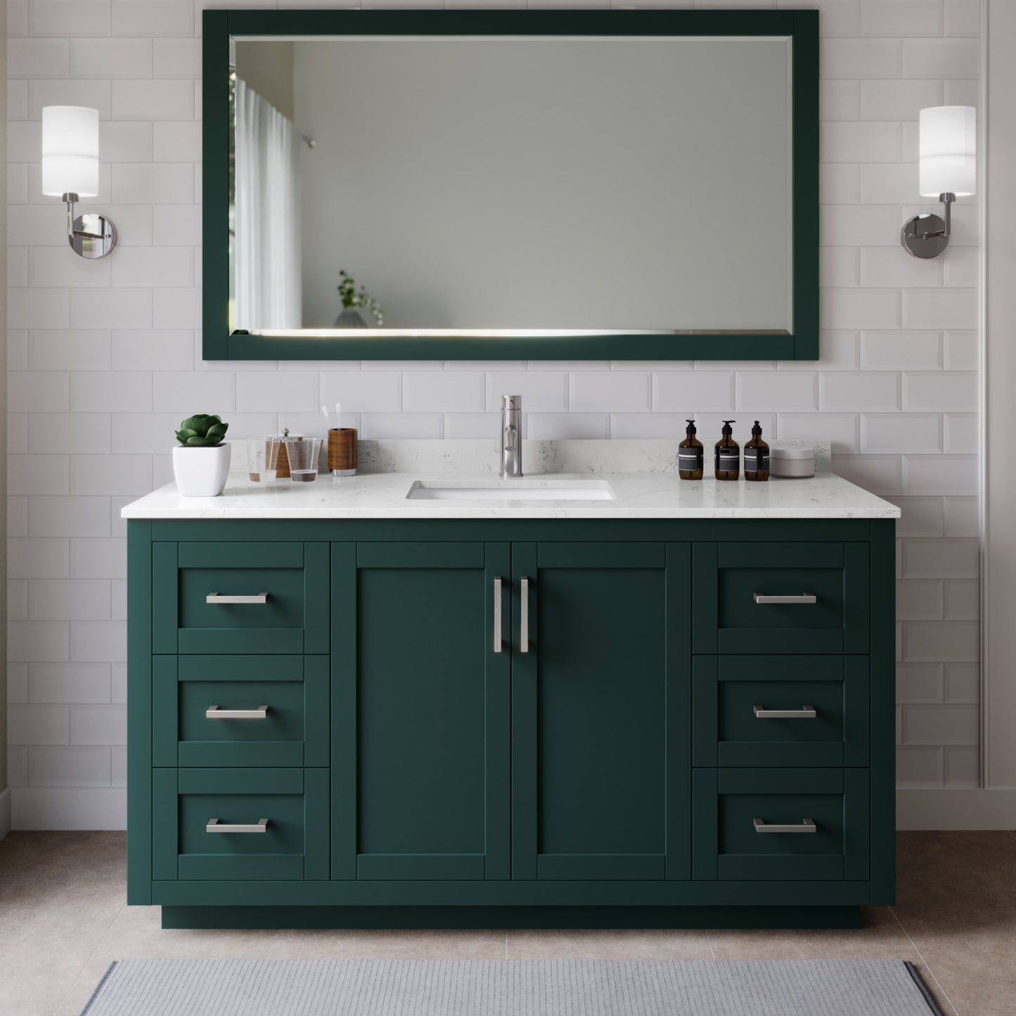 Miranda Bathroom Vanity with Countertop 66 inch Single Sink Single hole Faucet Setup