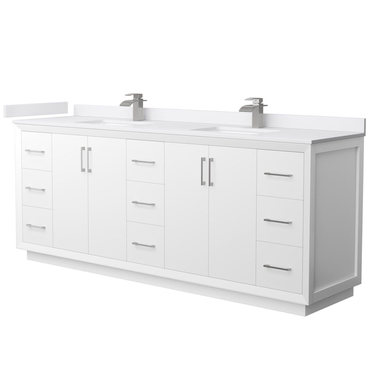 Strada Bathroom Vanity with Countertop 84 inch Double Sink Single hole Faucet Setup