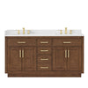 Custom image for Dark Oak with Brushed Gold Trim / White Quartz / No Mirror